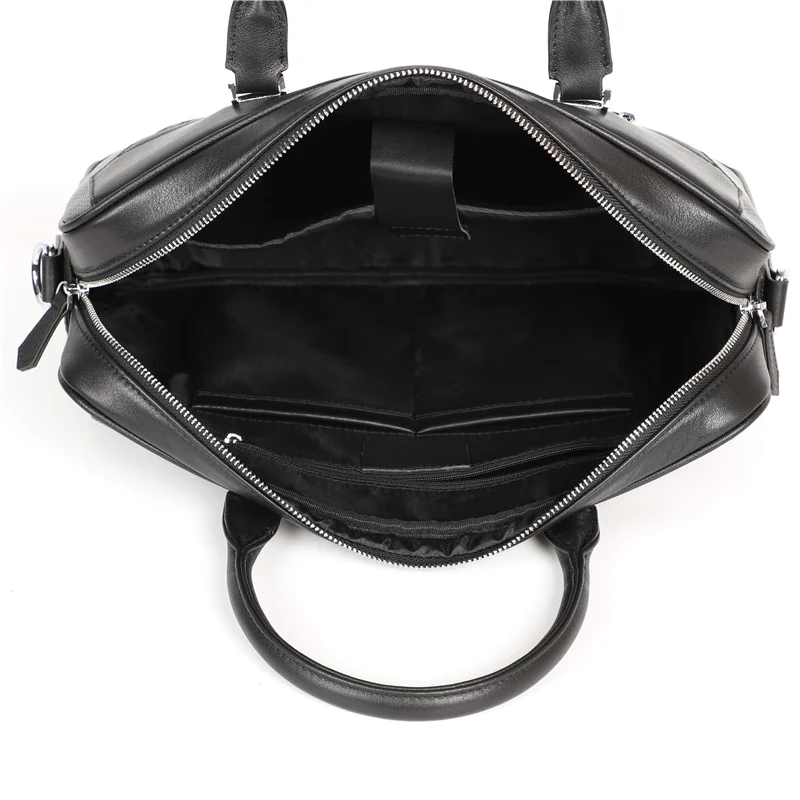 Nesitu Высокое качество Новый A4 черный натуральная кожа 14 ''ноутбук офисный мужской портфель бизнес путешествия сумки мессенджер M6009