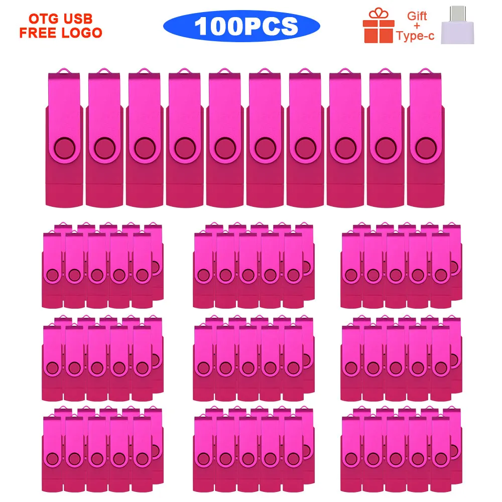 100 шт./лот USB флеш-накопитель с бесплатным логотипом 64 ГБ 32 16 8 4 Флешка Type-C USB2.0 карта