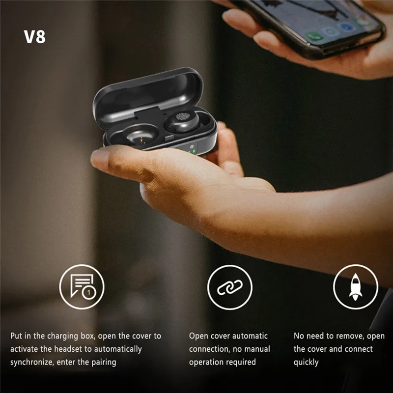 Беспроводные наушники TWS Bluetooth 5 0 Светодиодный дисплей питания сенсорное