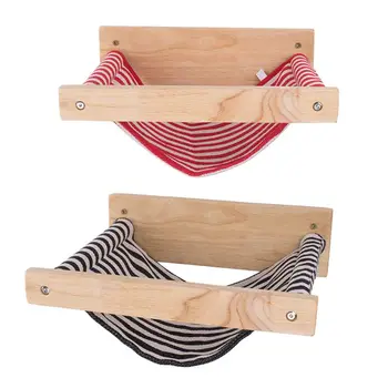 

Wall Mounted Cat Hammock Wood Climbing Frame Shelf Bed Perches Kitty Platform