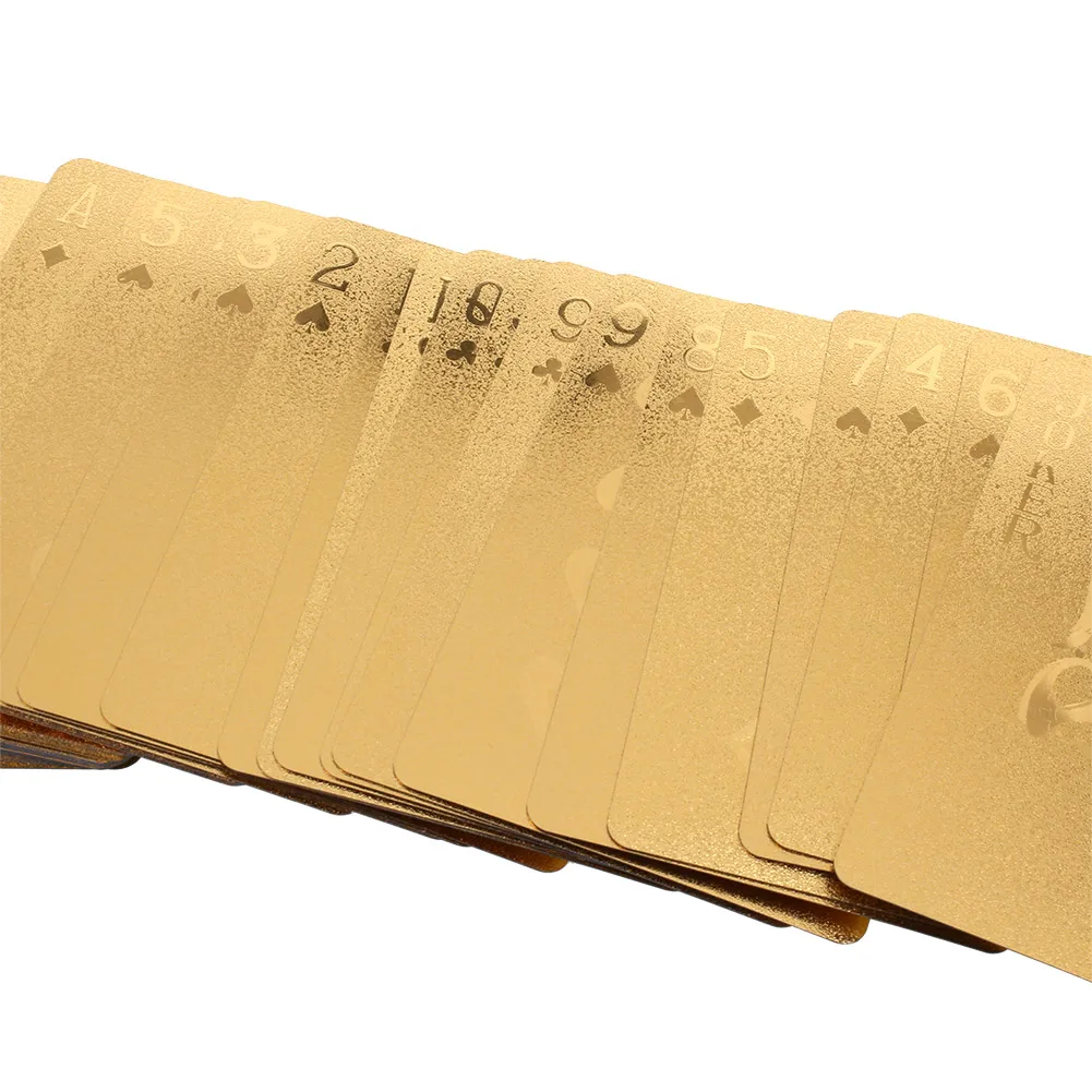 Геометрические водонепроницаемые 24K Золотые Фольга покер карты для семьи казино Вечерние