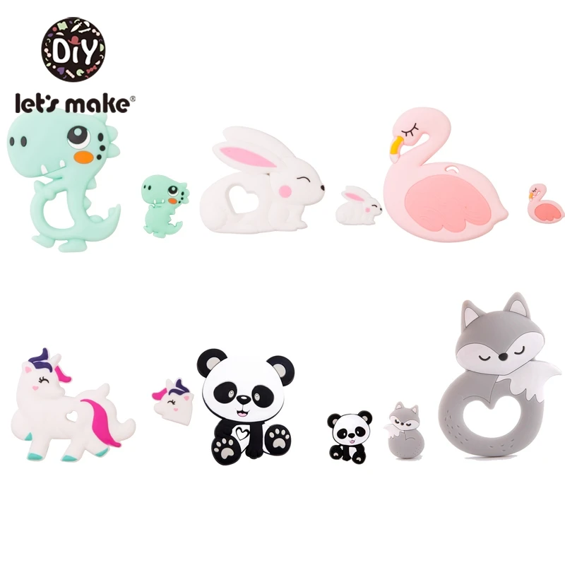 

Let'S Make 2Pc/Set Silicone Teether Baby Toddler Toys Diy Stroller Accessories For Pacifier Chain Food Grade Toys Baby Teether