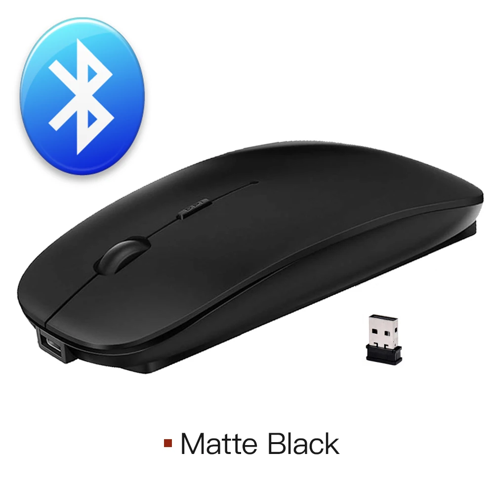 Bluetooth Black Imice Перезаряжаемые беспроводная мышь 2400DPI Точек на дюйм slient USB компьютерная мышка 2.4G встроенный литиевый Батарея мышь беспроводная для портативных ПК - Цвет: Bluetooth Black