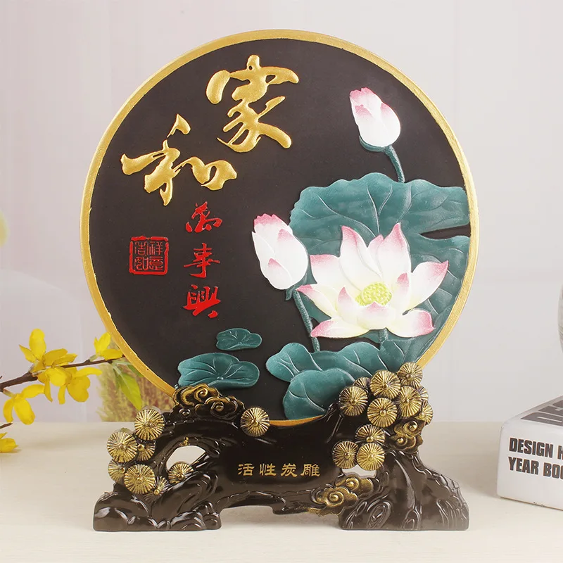 

Activated Carbon Carving Family Harmony Crafts Moving into the New House Living Room Teapoy Table Antique Shelf Wine Cabinet Hom