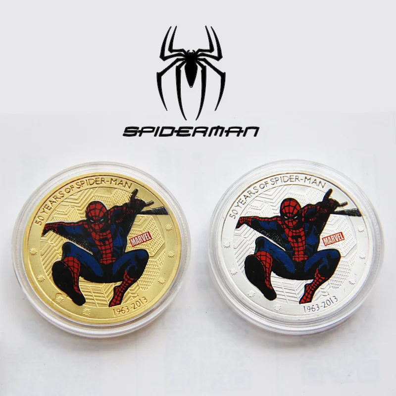 

Disney Marvel Series Coin Spider-Man Gold Silver Medal American Heroes Avengers Series Commemorative Collection Badge