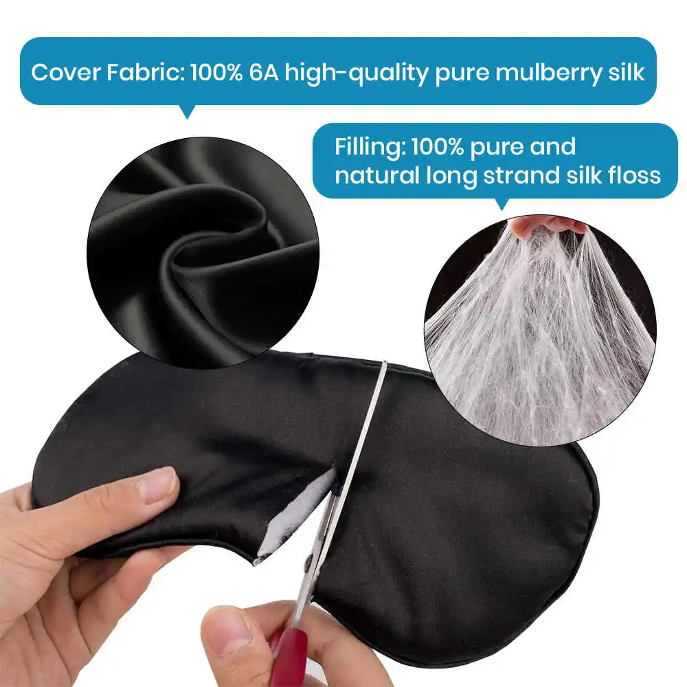100% Natural Silk 19 Mulberry Sleeping Eye Patch with Adjustable Strap Eye Mask for Sleep Blocks Light Eye Shade Cover Blindfold 5