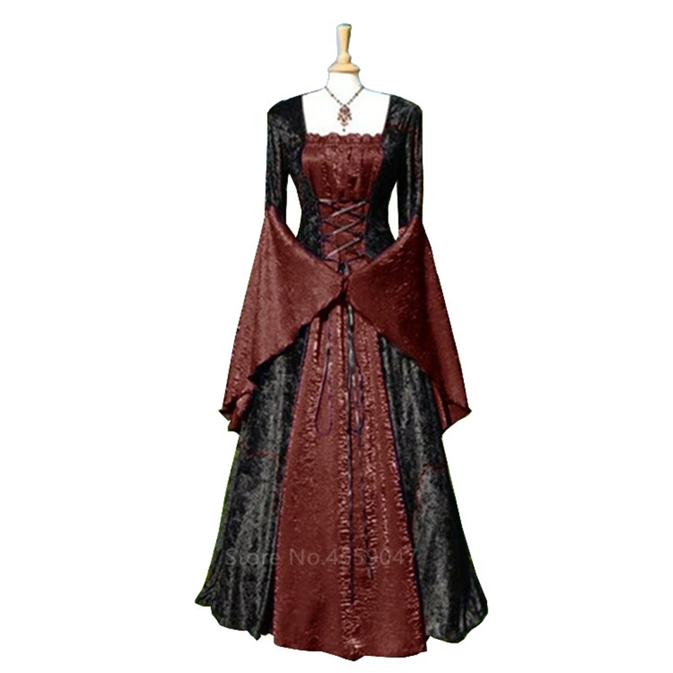 Halloween Costumes for Women Adult Medieval Cosplay Vintage Court Victoria Renaissance Dress Carnival Party Performance Clothing