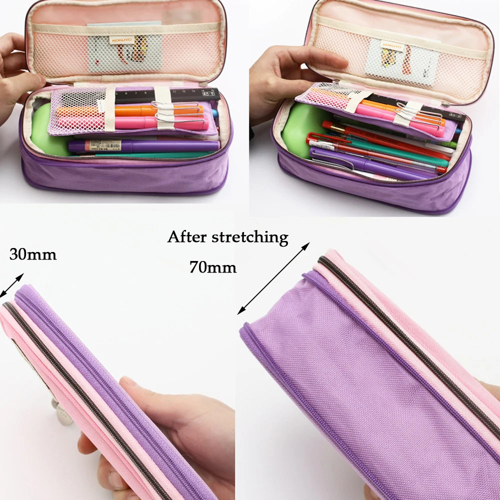 KOKUYO Macaron Pencil Case Stretch Zipper Large Capacity Pencilcase Cute Pencil Box Kawaii Kid School Pen Case Estuche Escolar