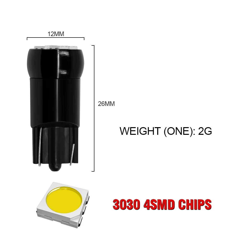 4 шт. супер яркий 3030 SMD T10 W5W 4SMD светодиодный Canbus автомобильный купол светильник