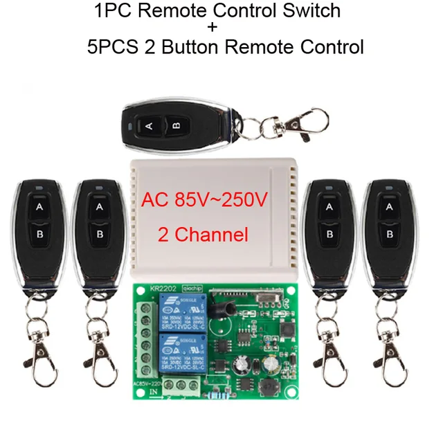 2Pcs Premium AC 85-250V 10A Commutateur de télécommande sans fil 1 canal