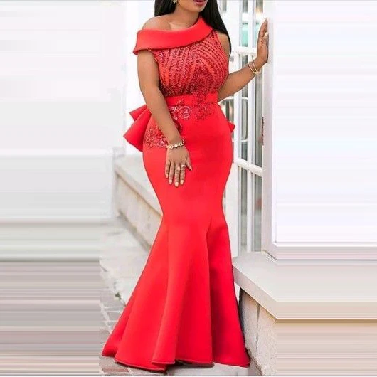 Aso Ebi красные платья для выпускного вечера русалка с оборками с аппликацией, отделкой бисером на одно плечо Формальные вечерние длинные платья черная одежда для девочек