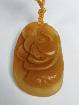 

YIZHU CULTUER ART 100% Natural Hand-carved Chinese Jade Necklace Pendant Auspicious Lotus Fish Trinket Gift