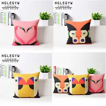 

Creative Abstract Animal Cotton Linen Pillowcase for Home Office Seat Decor Sofa Waist Cushion Cover 18''