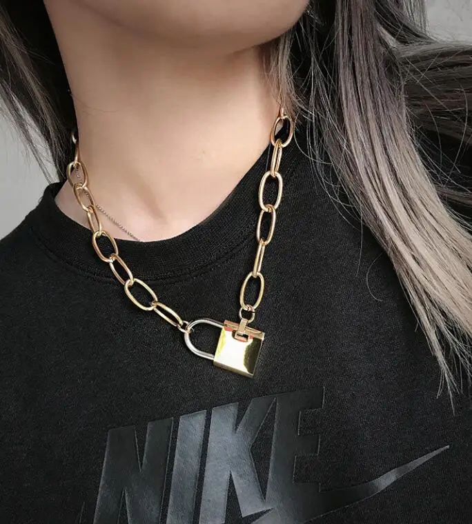 Titanium Chunky Chain Padlock Necklace 