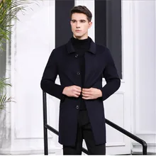 Мужской Длинный плащ зимнее шерстяное темно-серое деловое повседневное модное мужское очаровательный подарок на Рождество из Китая