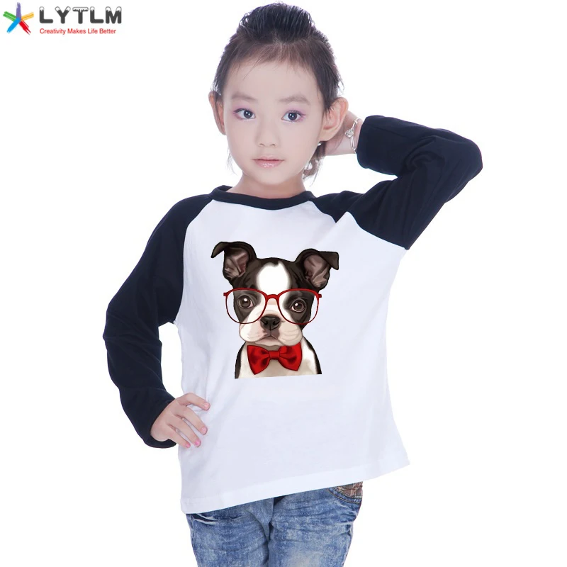 LYTLM/Летняя одежда для маленьких девочек с 3D рубашка Мопсом футболка Топы длинными