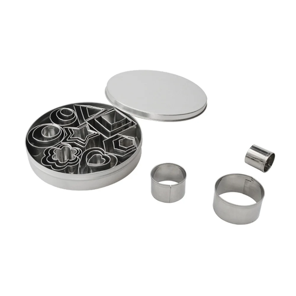 Формы для выпечки набор с металлической коробкой Diy оригинальные формочки для печенья в виде штамповый шоколад Fondant(сахарная) Инструмент 24 шт./компл. 430 Нержавеющая сталь звезда