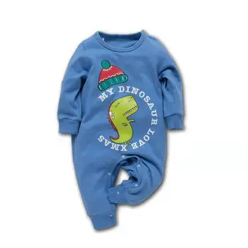 

Newborn Climbing Suit Cotton Round Neck Long-sleeved Trousers Soles Dinosaur Cartoon Pattern Letter Sets Baby Crawling Suit
