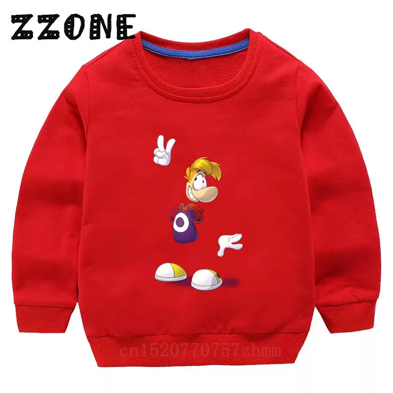 Детские толстовки с капюшоном детские забавные толстовки с принтом «Rayman Legends adventures» пуловер для малышей топы для девочек и мальчиков, осенняя одежда KYT5204 - Цвет: 5204D-Red