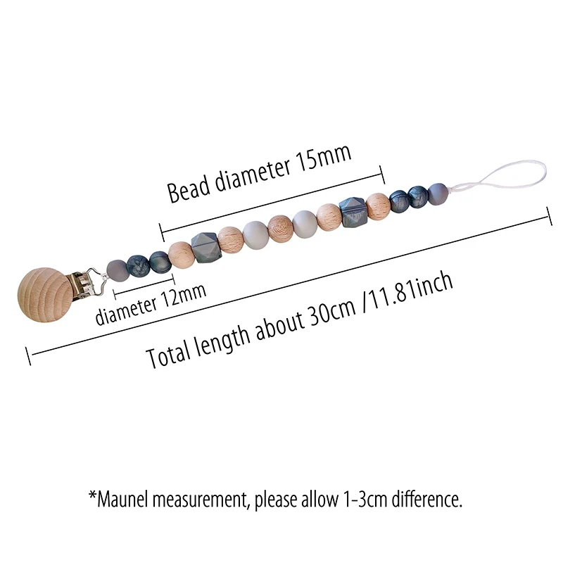 Baby Pacifier Clips Silicone Bead Wooden Beads Pacifier Chain Infant Nipple Appease Soother Chain Clips Dummy Holder Nipple Clip teething toys pacifier clip pacifier chain pacifier accessories teether clip teething toy tethers