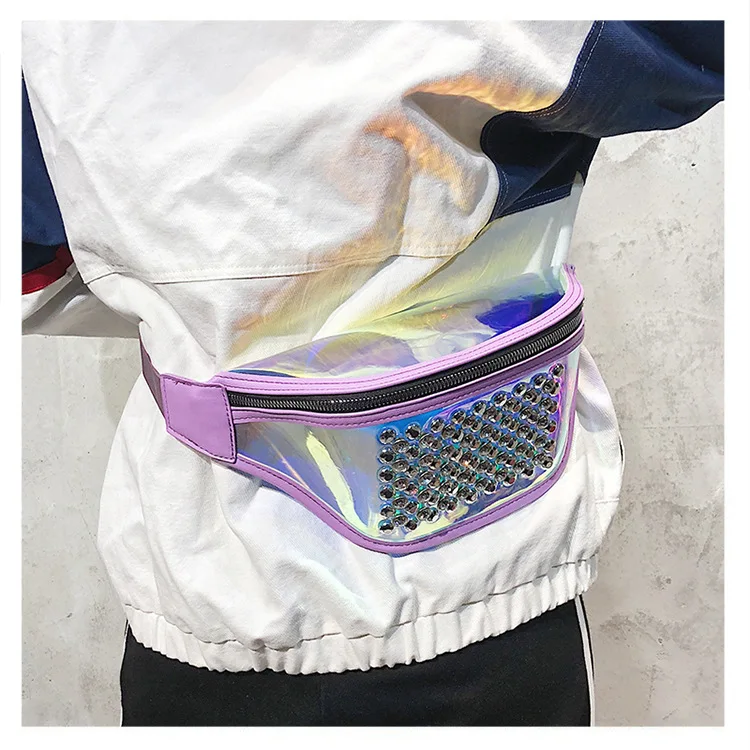 Sports Running Mobile Phone Bag Waterproof Bag Pu Transparent Reflective Diamond Set Shoulder Bag Laser Wallet WOMEN'S Bag Cross