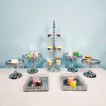 

1pcs -11pcs silver ansparent Tray Display Rack Wedding Birthday Cake Decor Tools