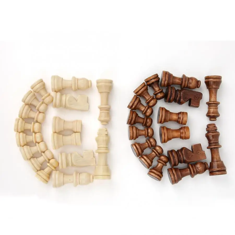 Foldable 32pcs Wooden International Chess Game Set Wood Pieces Without Chessboard Gift Interactive Toy Entertainment Chess Game