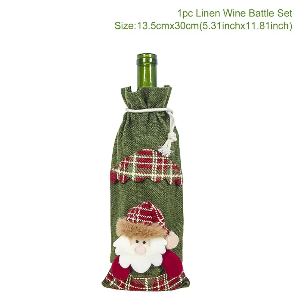 Huiran Санта Клаус Снеговик Рождество винная бутылка крышка рождественские украшения для дома Рождество Navidad Noel подарки год - Цвет: Green santa claus