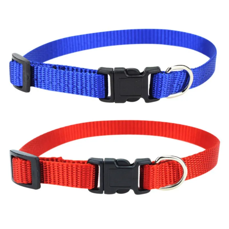 

Pets Solid-colored Collar Adjustable Neck Strap With Seatbelt Buckle And Leash Ring For Dogs