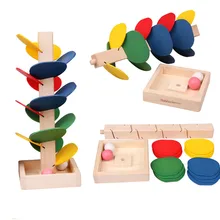 Деревянные развивающие игрушки сборные строительные блоки Многослойные лепесток слайд трек лабиринт мяч игра детский подарок