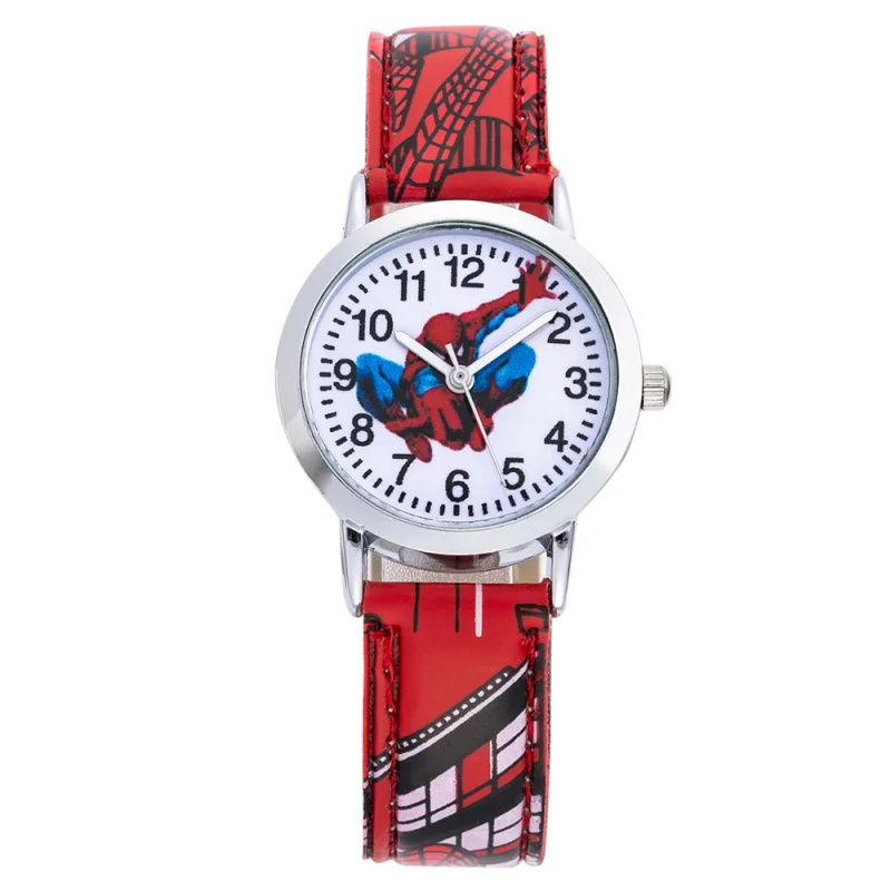 Spiderman Watch Hodinky Kids  Waterproof Leather Band Quartz Watch Ceasuri Children Boy Girl Gift Clock Kinder Horloge Montre