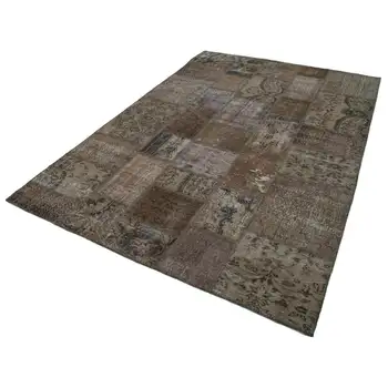 

201x301 Cm Brown Handmade Patchwork Rug-7x10 Ft
