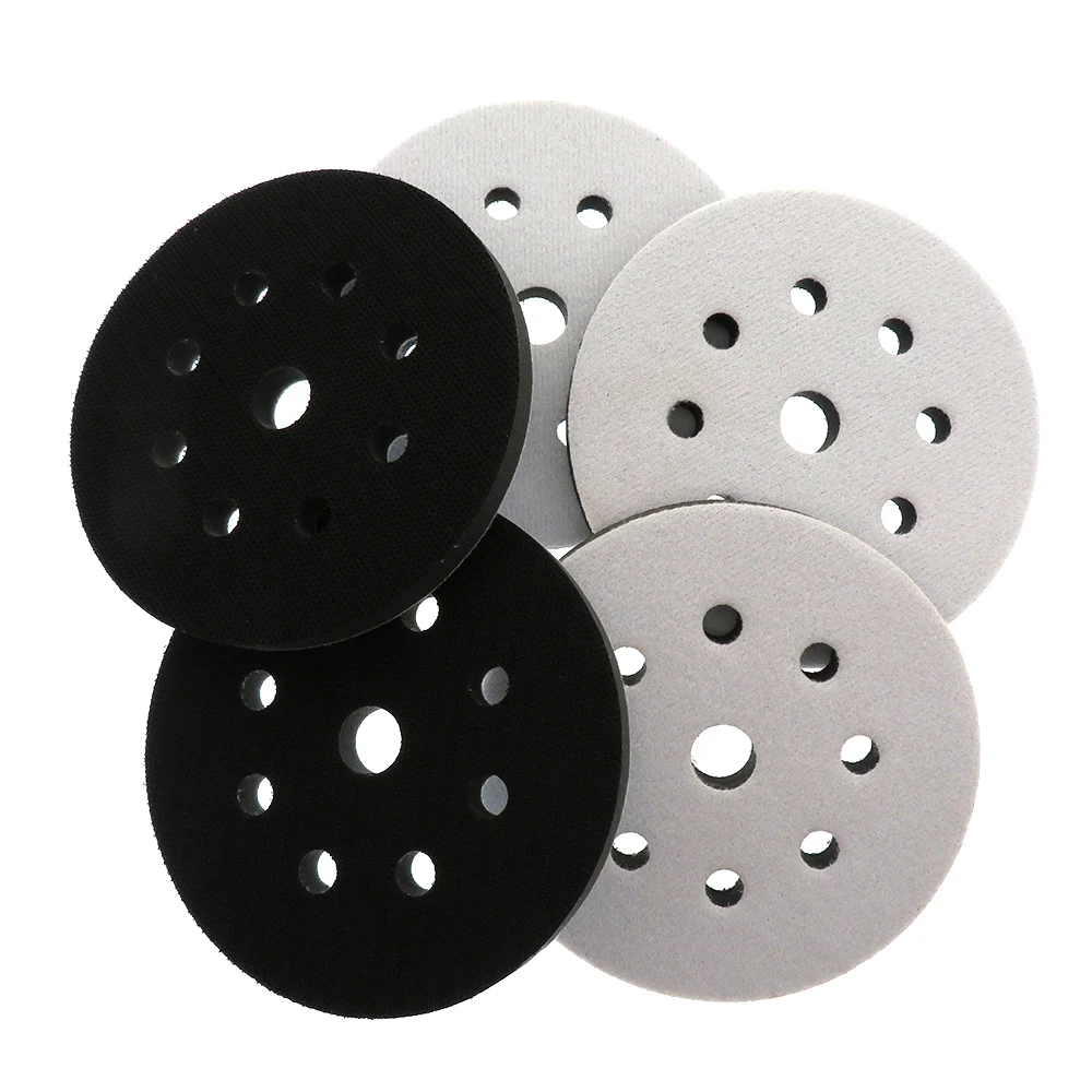 

5" 9 Holes 125mm Soft Interface Pad Hook and Loop Soft Foam Disc Pad For Damping & Protecting Sanding Disc (Pack of 5)