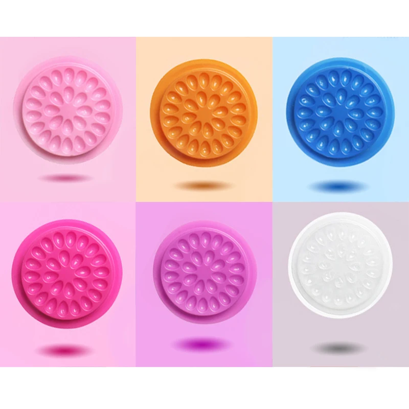 

10Pcs Wholesale 6 Colors Grafted Flower Tray Store Glue Eyelash Extension Tools Pads Stand on Eyelash Plastic Makeup Tools