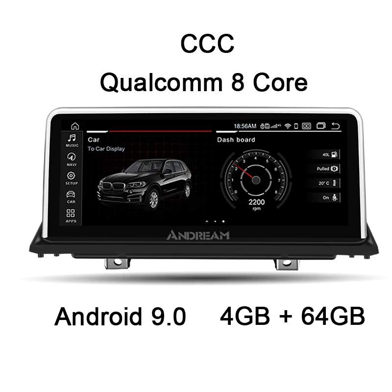 Andream 10,2" Android 9,0 Qualcomm 8 ядерный автомобильный мультимедийный плеер для BMW E70 E71 E72 X5 X6 Bluetooth gps навигация головное устройство - Цвет: 9.0-8core-4g-CCC