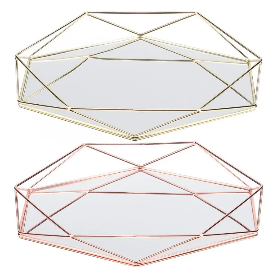 Полка Ванная комната Sexangle зеркало металлические косметические золотые кисточки