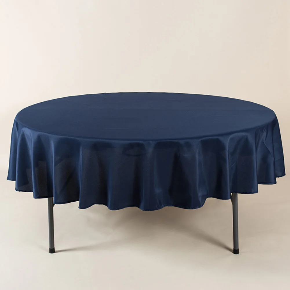 Скатерти для круглых столов для дома, кухни, столовой, ресторана, одноцветные, водонепроницаемые, маслостойкие скатерти, покрытие для обеденного стола - Цвет: Navy Blue S