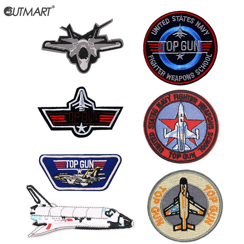 

Top Gun Navy Aircraft Patches For Clothes Diy Stripes Embroidered Fighter Sewing Iron On Patches Thermal Stickers For Jacket