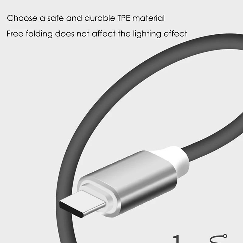 Кабель type C для быстрой зарядки USB-C с голосовой активированной вспышкой для samsung Galaxy S9 S8 Plus huawei One Plus LeEco адаптер Шнур