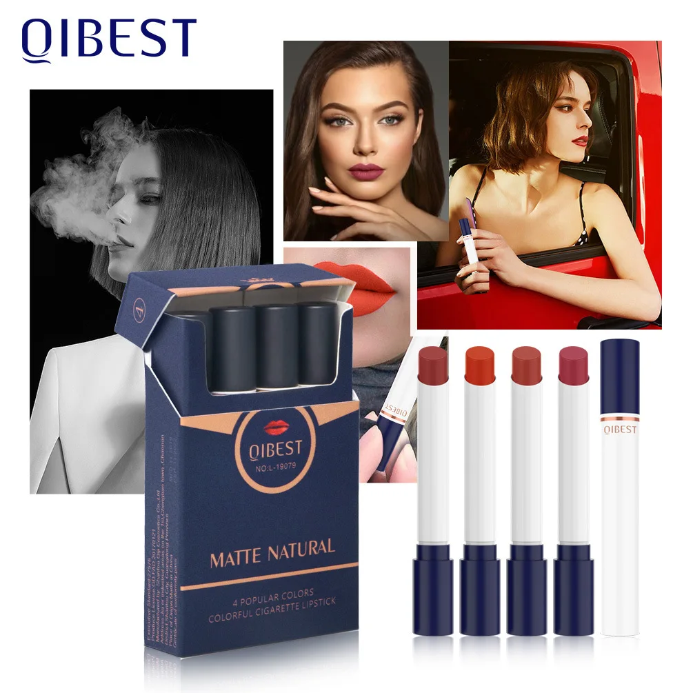Qibest 4 Colors Cigarette Lipstick Set Smoke Tube Lipstick Makeup Velvet Matte Long Lasting Lips Nude Rouge Lip Batom Waterproof Qibest 4 Colors Cigarette Lipstick Set Smoke Tube Lipstick Makeup Velvet Matte Long Lasting Lips Nude Rouge Lip Batom Waterproof
