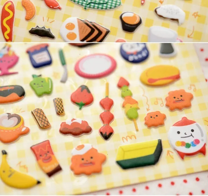 1 лист 'закуски еда' мультфильм детские игрушки 3D стикер DIY Kawaii украшение дневника Скрапбукинг детский сад канцелярские товары милый