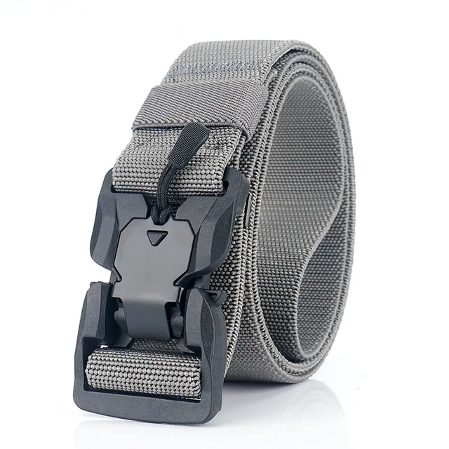 MEDYLA Official Genuine Tactical Belt Quick Release Magnetic Buckle Military Belt Soft Real Nylon Sports Accessories MN057 Light gray