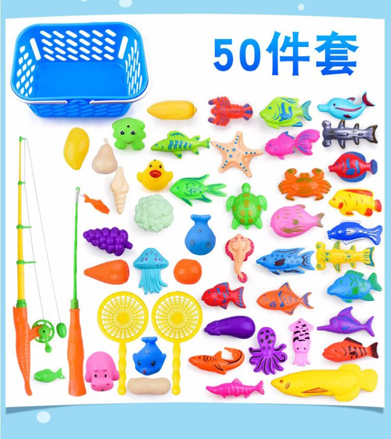 Square Hot Selling Children Fishing Toys Pool Set Magnetic Fishing Play with Water Baby Educational