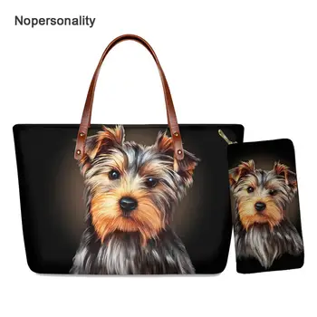 

Nopersonality Cute Yorkshire Terrier Dog Print Handbag Set for Women Casual Lady Top-handle Bags Large Female Shoulder Bas
