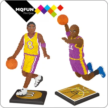 

Wisehawk Micro Basketball Player Big size Kobe NO. 24 8 Mini Building Blocks Figure Diamond Bricks Toys DIY Educational Model