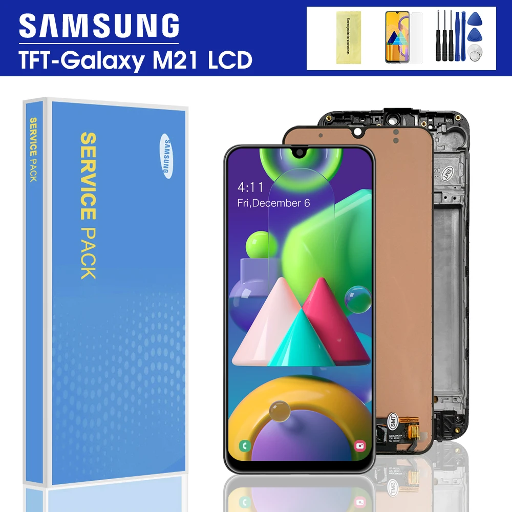 ЖК-дисплей для Samsung Galaxy M21 M215 SM-M215F дюйма сенсорная панель дигитайзер сменный |