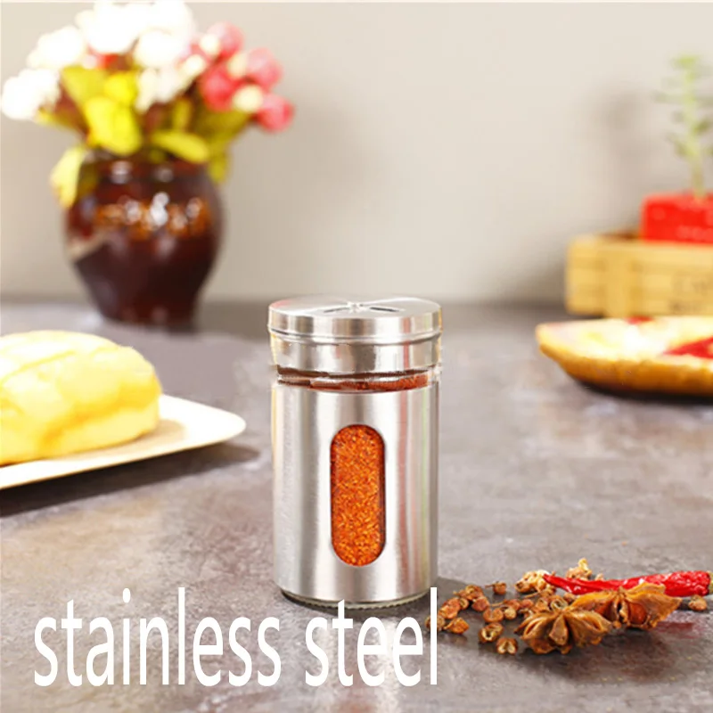 stainless steel Коробки для приправ из нержавеющей стали контейнер для приправы банок для порошка бутылка для перца кухонная посуда барбекю - Цвет: stainless steel