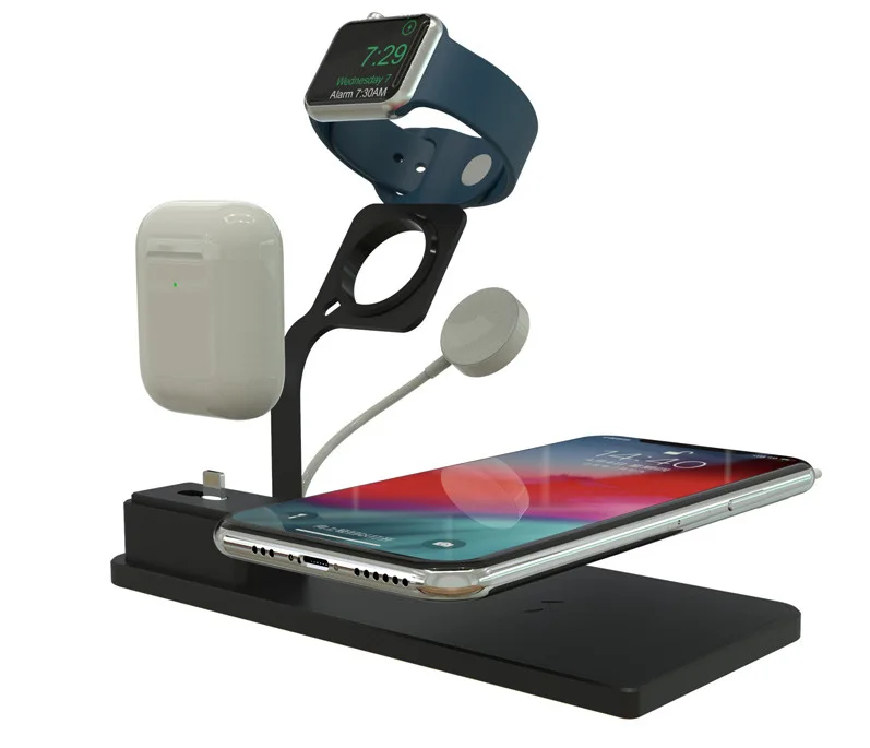 

The new ultra-thin aluminum alloy three-in-one watch headset wireless charging bracket 10WQI fast charging spot
