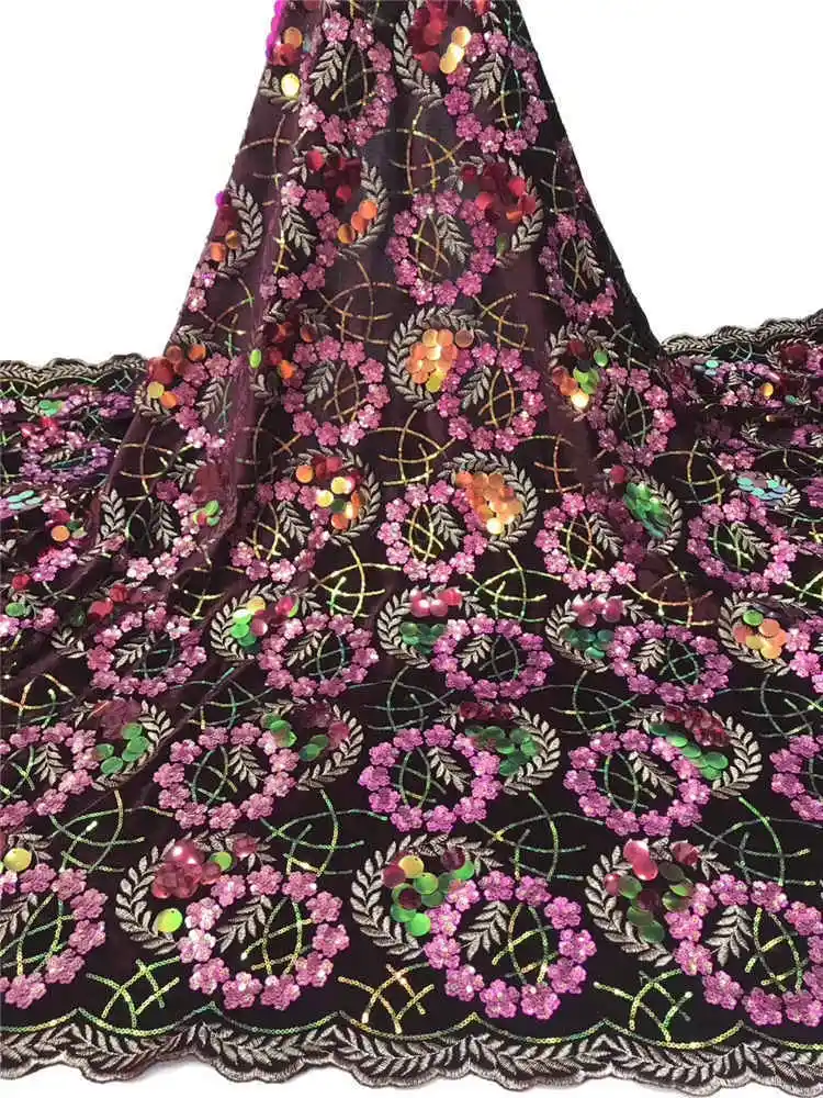 

hot sales 2019Newest African velvet lace With sequins lace fabric for Nigerian Party/wedding Dresses Winn599t
