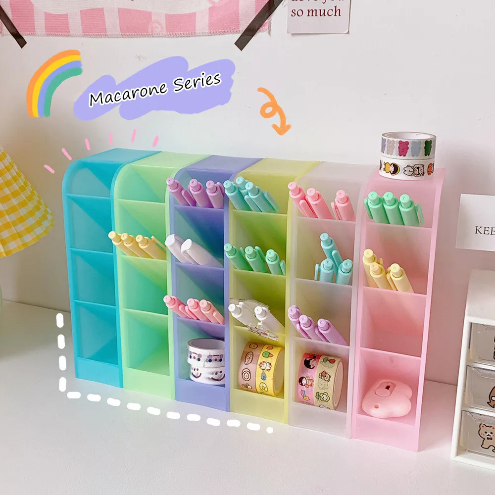 New Desk Pen Holder Pencil Makeup Storage Box Desktop Organizer School Office Stationery